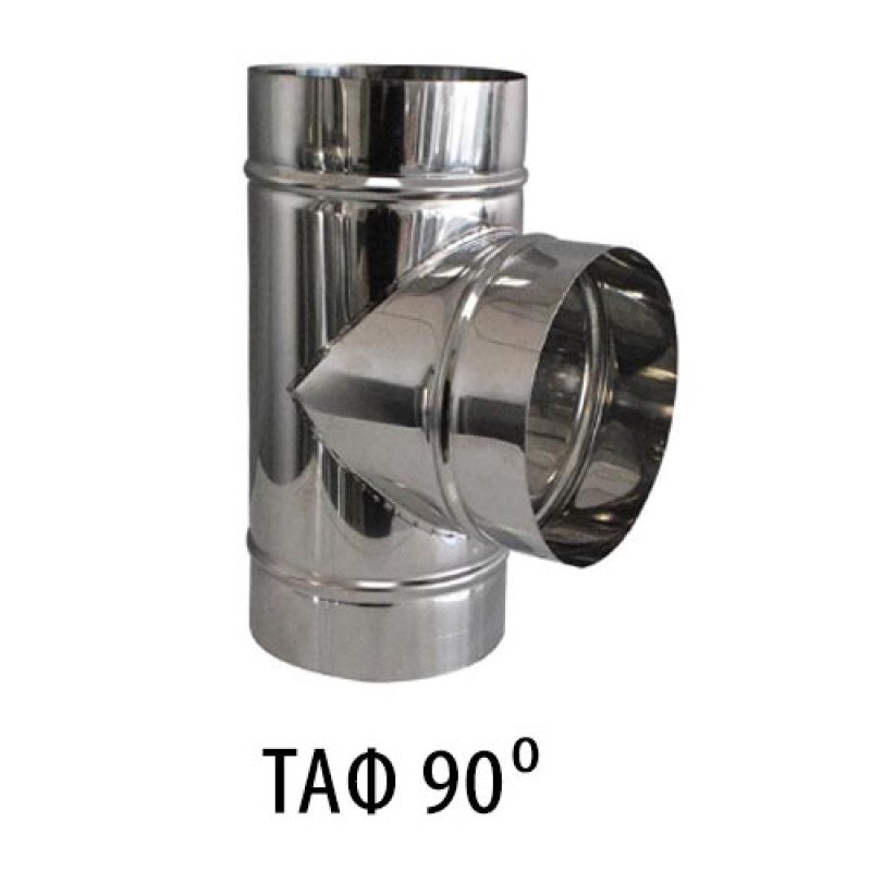 Single wall stainless steel Tee element - Cross section Ø200 - 90 degrees. Stainless steel anti-magnetic (INOX) 0.40mm thick
